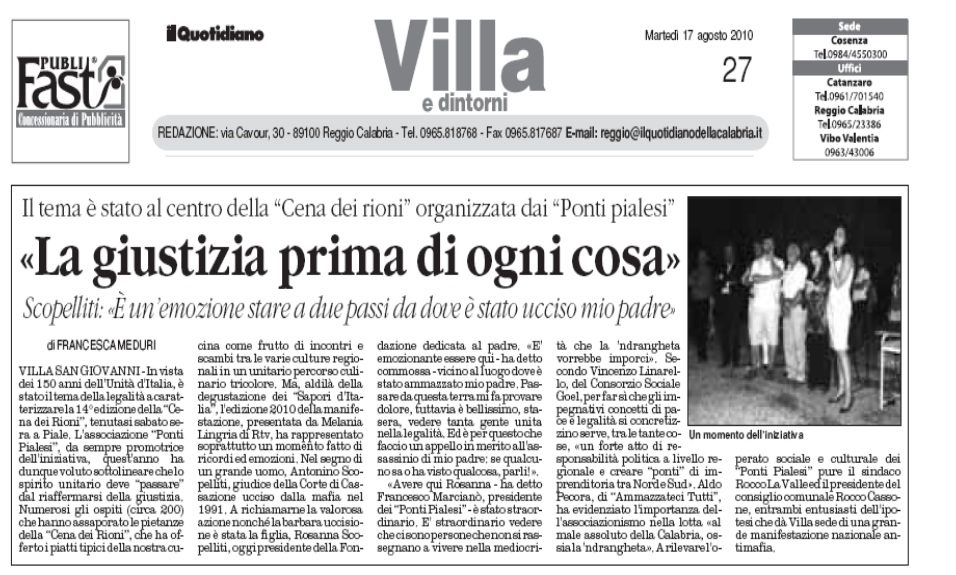 Il Quotidiano di Calabria Cena dei Rioni 2011  -Ponti Pialesi