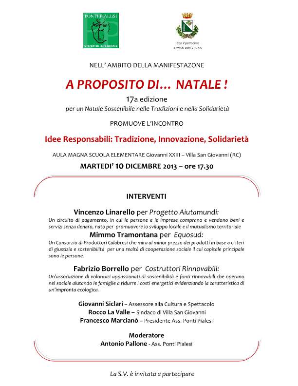 Ponti Pialesi - Incontro "Idee Responsabili: Tradizione, Innovazione, Solidarietà"